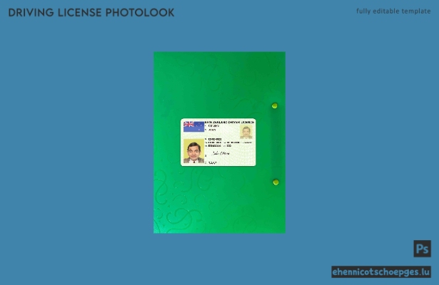 Neuseeländischer grüner Führerschein, vollständig qualifiziert, Fotolook-Beispielvorschau
